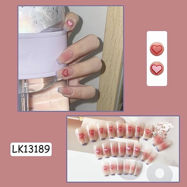 Set de parches para uñas HUOGUO Love Heart Short Párrafo x24