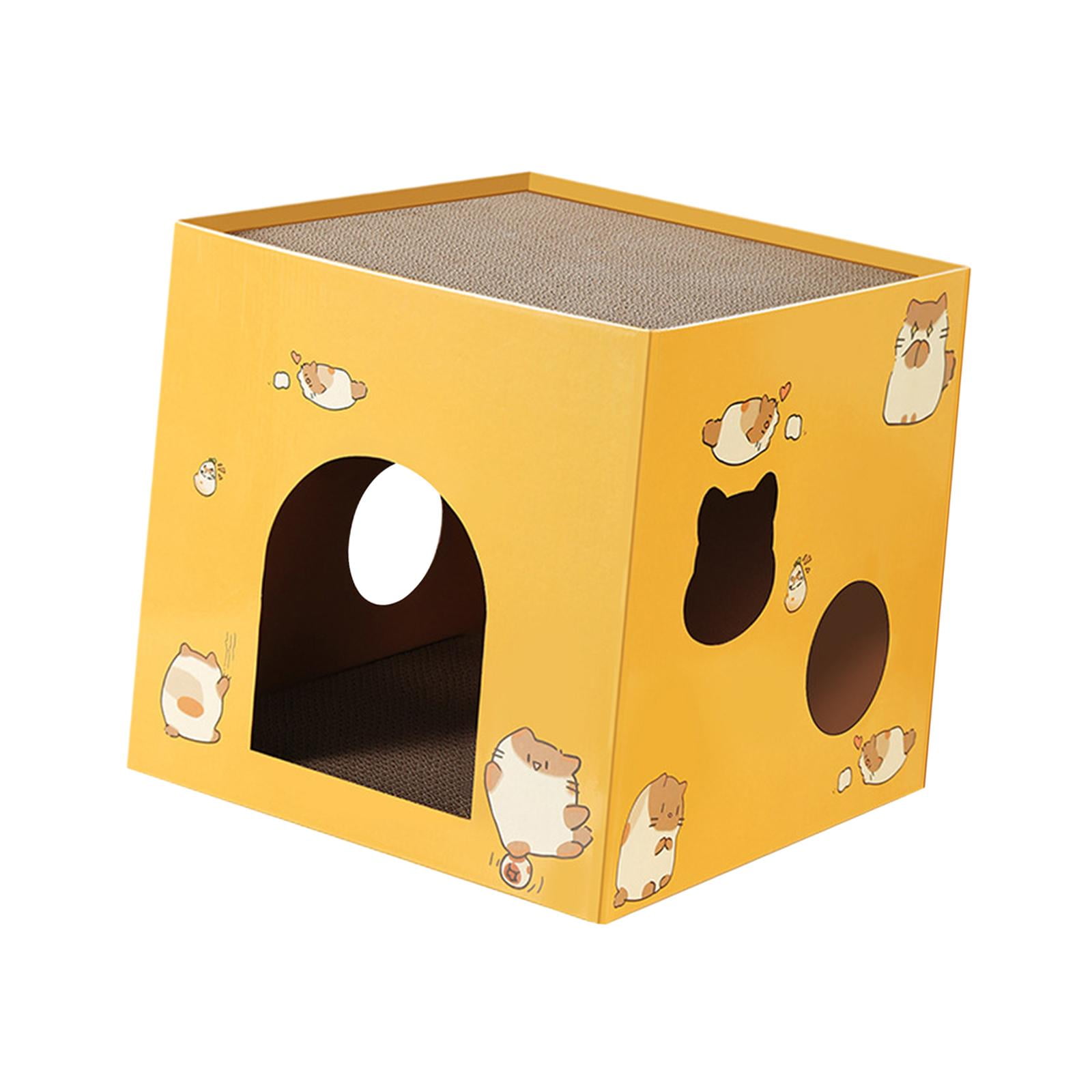 Bvdfgk Cat Box Cats Bed Pet Supplies Accessories with Scratch Pads Corrugated Cardboard Yellow L
