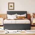 thumbnail image 2 of Bellemave Full Bed with 2 Drawers and Trundle, Upholstered Full Size Platform Bed with Headboard for Teens Adults,No Box Spring Needed (Gray), 2 of 8
