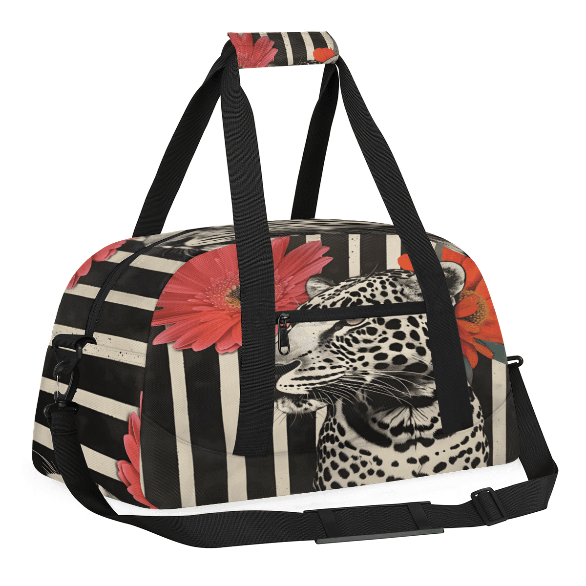 Herdesigns Leopard Sports Duffle Bag for Women & Men, Gym Bag Dance Bag Overnight Bag Carry On Weekender Travel Bag