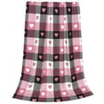 thumbnail image 2 of Pofeuu Heart Plaid Print Ultra-Soft Micro Fleece Blanket,for Bed Or Sofa,All Season Throw Blankets Flannel Blanket-40"x30", 2 of 7