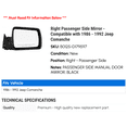 thumbnail image 2 of Right Passenger Side Mirror - Compatible with 1986 - 1992 Jeep Comanche 1987 1988 1989 1990 1991, 2 of 2