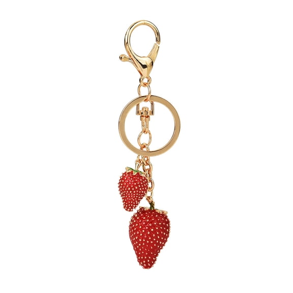 Fashionable Lovely Strawberry Shaped Keychain Charm Pendant Sturdy Metal Resin Materials for Trendy Individuals