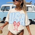 thumbnail image 2 of USA Bow Shirt Patriotic Coquette Shirt Design Red White Blue Summer Graphic Tee Girly America Tshirt 4th of July Shirt Design, 2 of 4