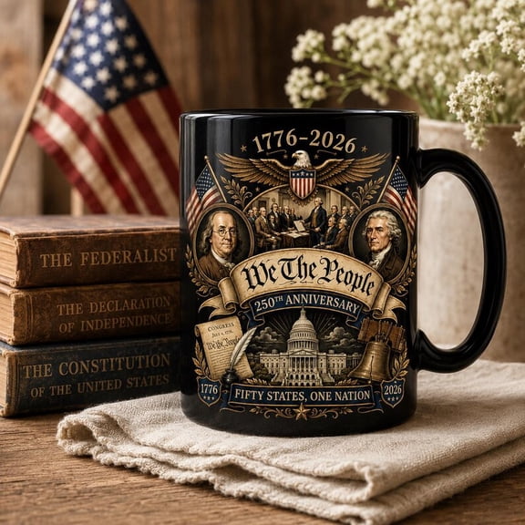 1776–2026 America 250th Anniversary Mug, We The People Patriotic Coffee Cup, 3D Print Effect USA Mug, Independence Day Gift.
