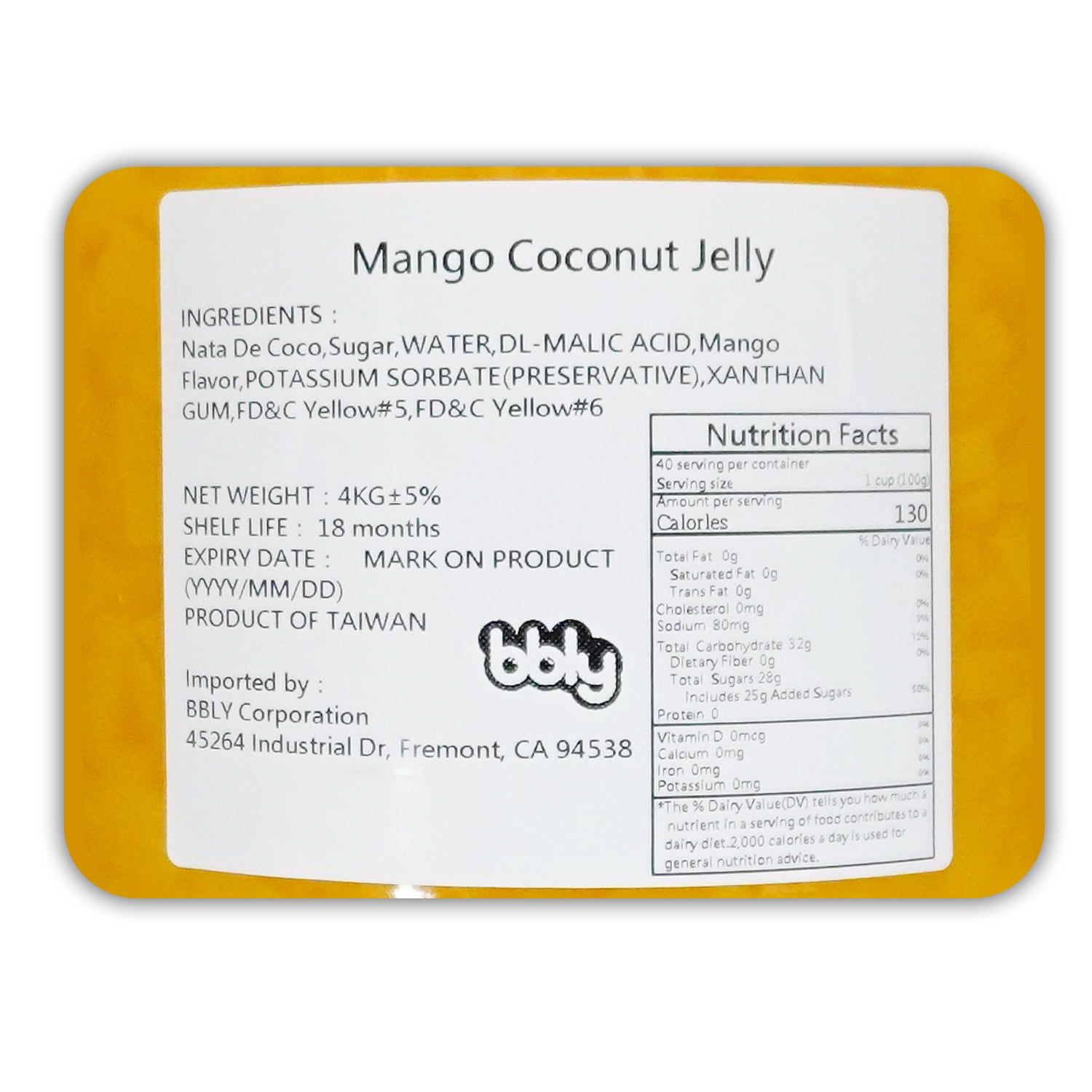 BBLY Mango Coconut Jelly, 8.5 lbs (Pack of 4)