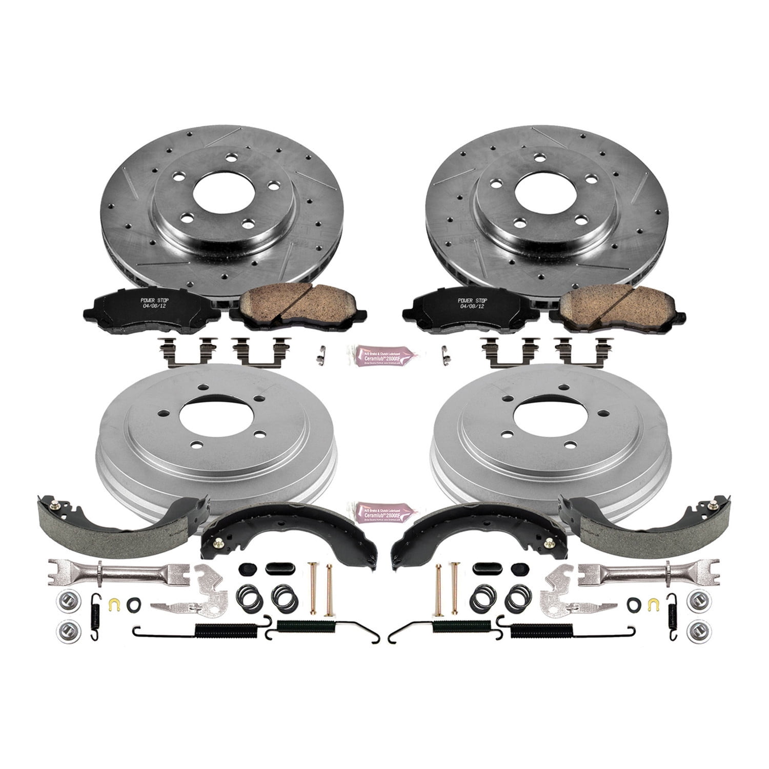 PowerStop Front and Rear Z23 Evolution Sport Brake Pad Rotor Drum and Shoe Kit Fits: DODGE Select Models K15251DK