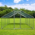 thumbnail image 5 of Aukfa Chicken Coop, 20 ft Large Chicken Run Cage Outdoor, Heavy Duty Spire Shaped Metal Frame, Silver, 5 of 10
