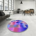 thumbnail image 4 of Ahgly Company Machine Washable Indoor Round Transitional Blue Violet Purple Area Rugs, 8' Round, 4 of 7
