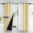 thumbnail image 2 of Lfeey Yellow White Blackout Curtains for Bedroom 63 Inches Long, Insulated Grommet Curtains, 2 Panel, 2 of 7