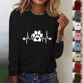 thumbnail image 2 of Women's Long Sleeve T-Shirt Cute Paw Heart Printed Dressy Loose Crew Neck Blouse Business Casual Tunic Tops, 2 of 4