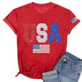 thumbnail image 4 of T-Shirt Femme Drapeau 4 Juillet T-Shirt Usa Imprimé Patriotique Rayures Graphique Rouge TG, 4 of 4