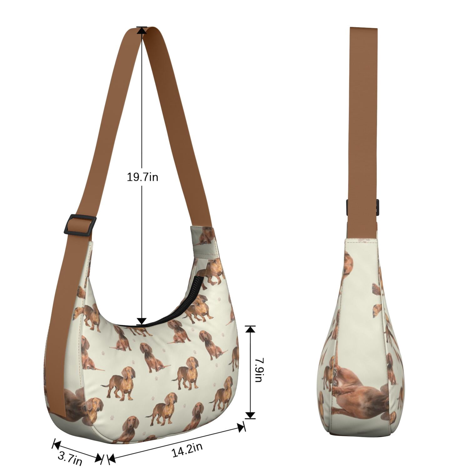 Crossbody Handbag for Women – Large Capacity with Organization, Water-Resistant Nylon, Dog, Funny, Watercolor, Dog and nature artwork Style Lightweight Bag