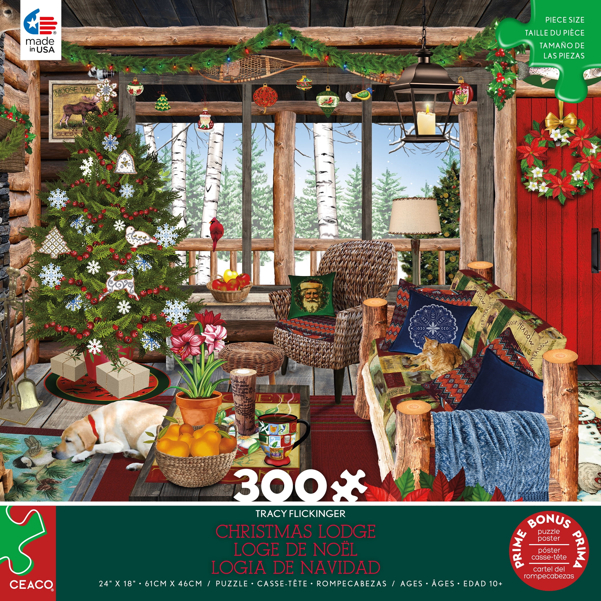 Ceaco - Tracy Flickinger Christmas Lodge - 300 Piece Interlocking Jigsaw Puzzle