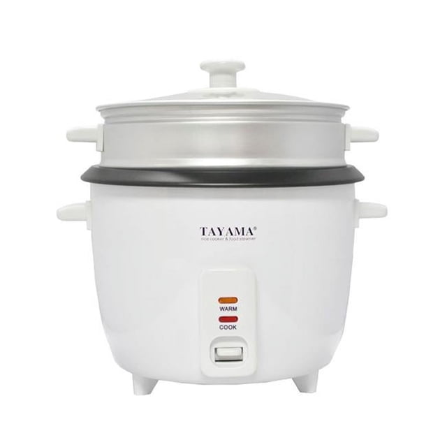Tayama RC-3 3 Cup Rice Cooker with Steam Tray, White