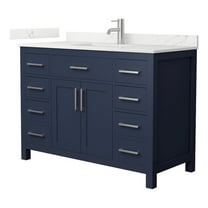 Beckett 48" Dark Blue Single Vanity & Giotto Quartz Top (1-Hole) & Nickel Trim