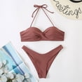 thumbnail image 2 of Conjunto de ropa de playa con estampado de Bikini y traje de baño dividido calado de Color sólido cómodo para mujer OAVQHLG3B Store  lin121212, 2 of 4
