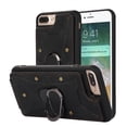 thumbnail image 1 of ELEHOLD for iPhone 8 Plus/7 Plus Leather Wallet Case,with Card Slots Holders Ring Stand Magnetic Buckle Kickstand Function Shockproof Purse Case, Black, 1 of 8