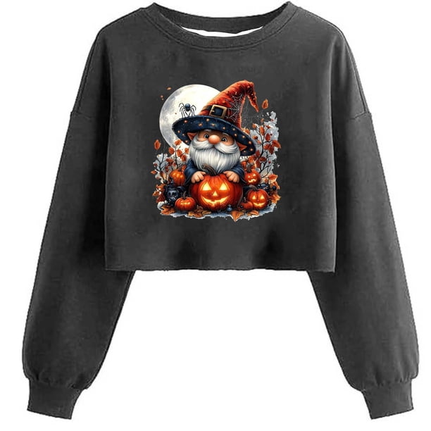Ailaofu Women's Sweatshirt Fall Halloween Lantern Long Sleeve Pullover Spooky Season Sweatshirt