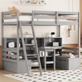 thumbnail image 5 of DECMAY Twin Loft Bed With Storage Shelves, Drawers, Seat And Desk For Grey Color, 5 of 15