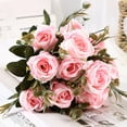thumbnail image 7 of Walbest 1 Bouquet Artificial Rose Flower Realistic Non Withering 6 Flowers Decorative Fake Rose Flower Bouquet Wedding Party Decoration, 7 of 7