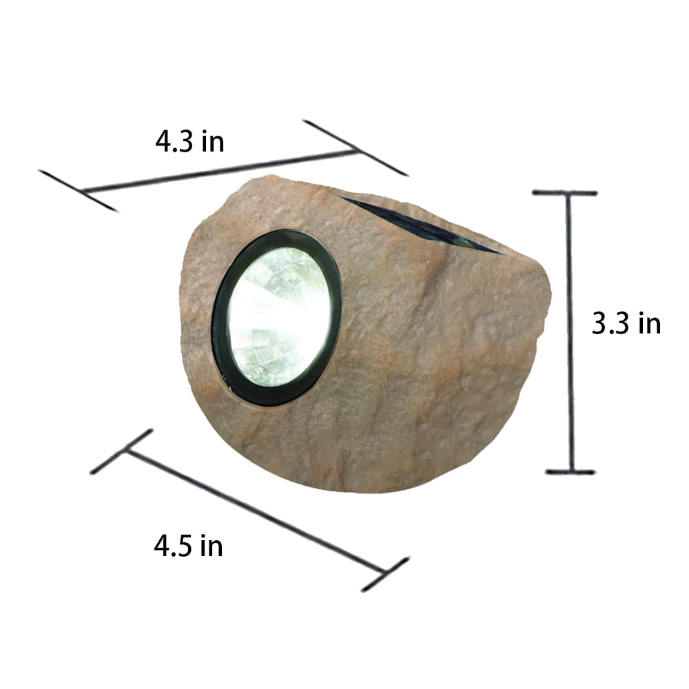 Deck Impressions Solar Sandstone White Rock Spot Light, 3-Pack