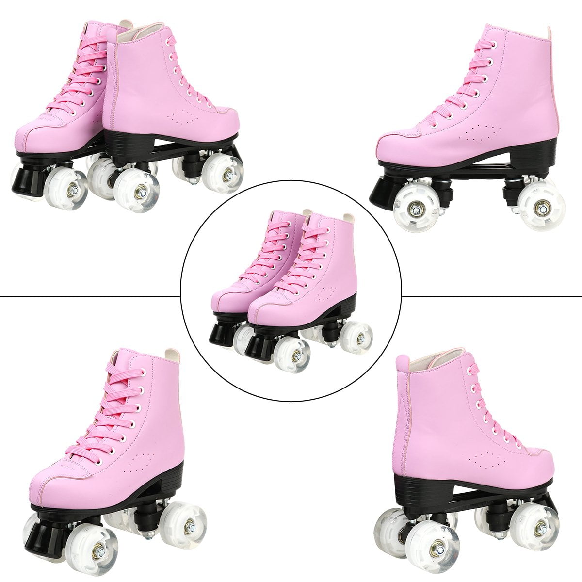 EONROACOO Pink Roller Skates for Girls Boys, Light up Wheels Teen Kids Skates,Youth 1