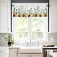thumbnail image 3 of Kitchen Curtains and Valances Set, Sunflower Eucalyptus Leaves Summer Farm Watercolor Plant Floral Short Rod Pocket 3 Pieces Window Curtain Set for Bedroom, Bathroom, 24 Inch Long, 3 of 5