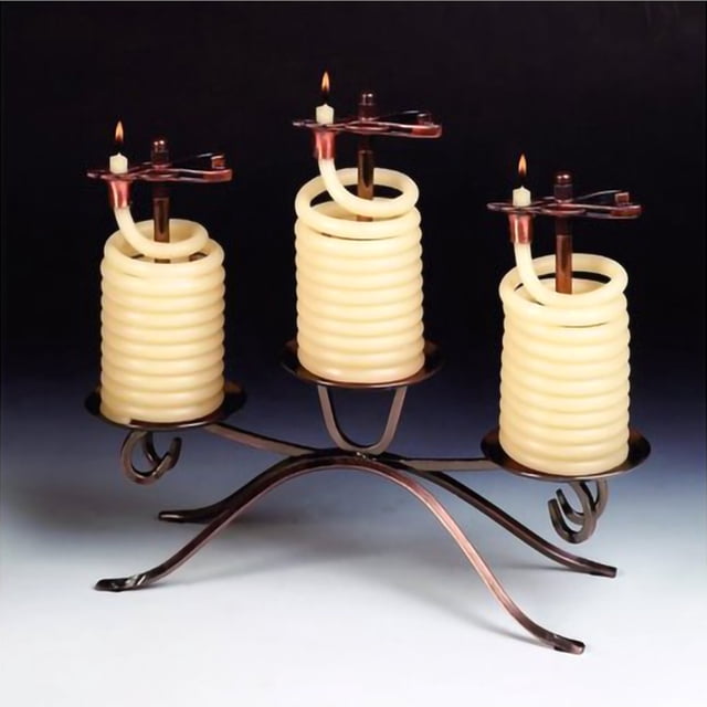 Vela por hora - 3-36 horas pieza de mesa redonda con base de cobre vela a la luz de las velas por hora Bobina de cera de abeja (20616B) Eclipse 20616B