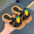 thumbnail image 3 of Toddler Girls Sandals Cute Flower Square Open Toe Slip on Flat Shoes Dress Summer Casual Slides Footwear Black 11 Little Kid, 3 of 4