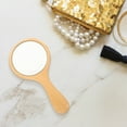 TUIBELYN Portable Wood Oval Handheld Makeup Mirror for Travel and