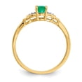 thumbnail image 2 of 14K Yellow Gold Ring Band with Stones (05) May Emerald Oval Green Diamond Round, Size 6, 2 of 5