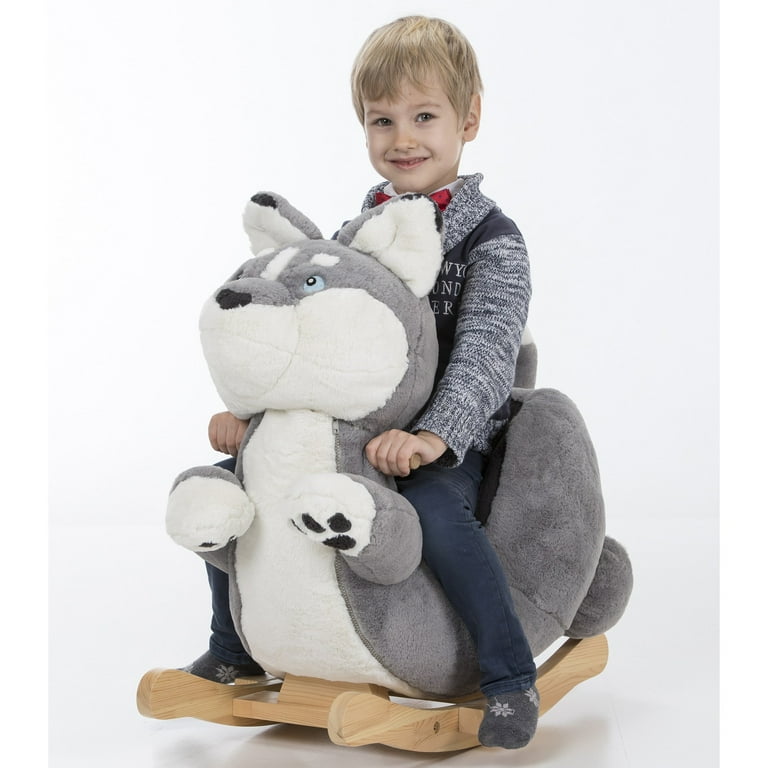 Gerardo's Toys: Little Rockers - Wolf - Wooden Plush Ride-On