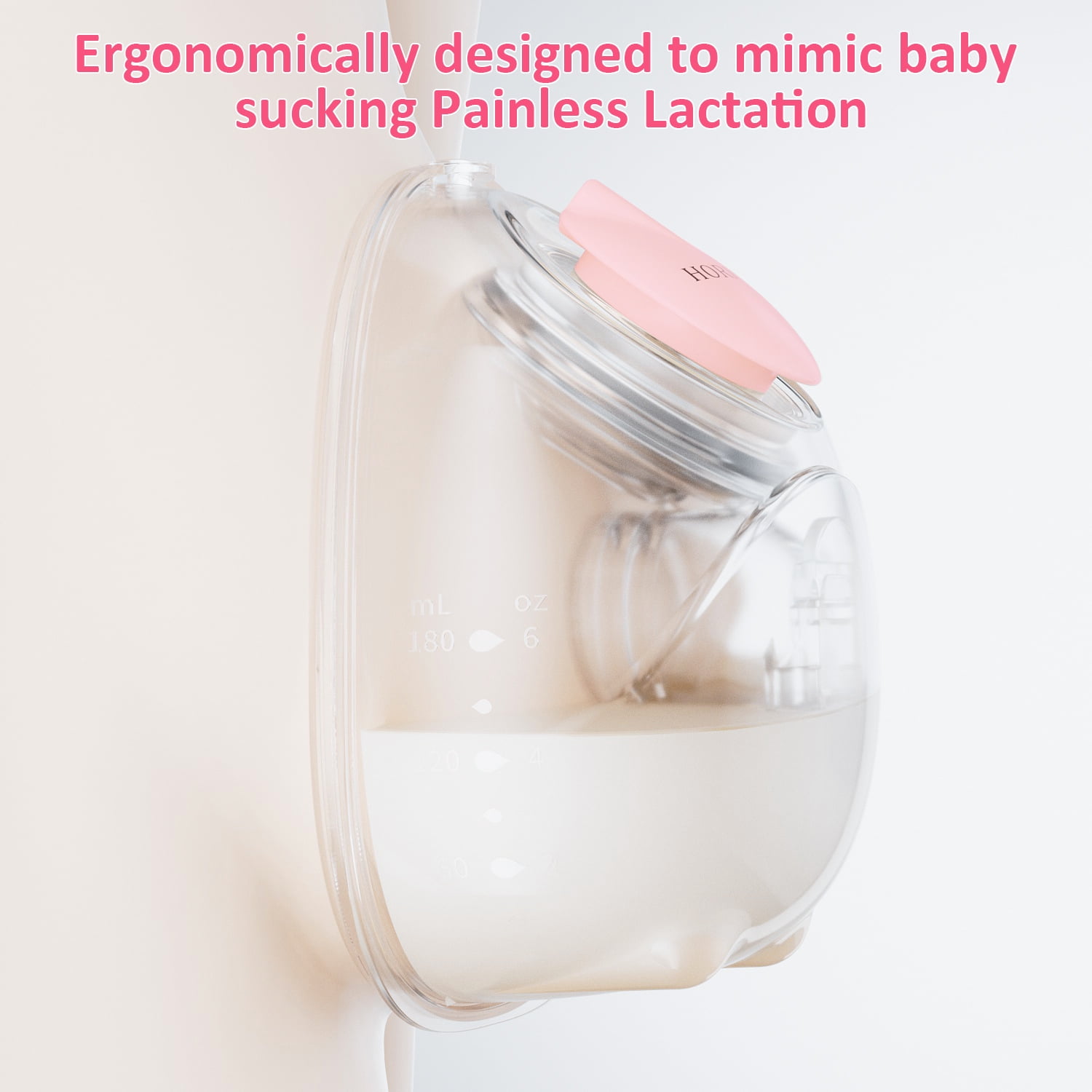 Horigen D6 Pink Electric Wearable Handheld Breast Pump Silent Strong Suction 180ml/6oz