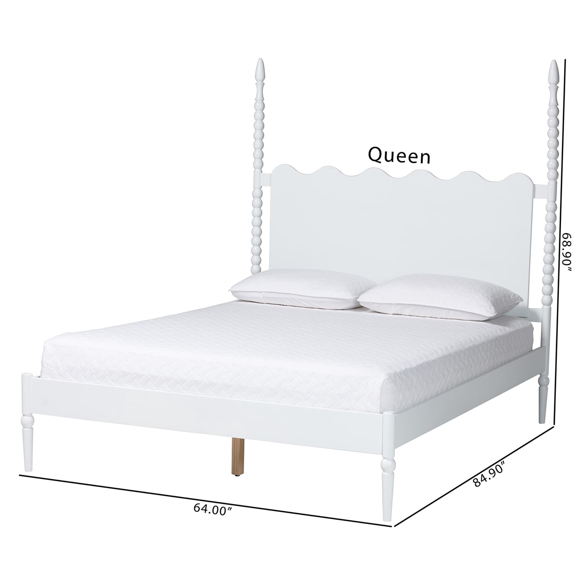 Baxton Studio Brantley Modern Farmhouse Platform Bed, Queen, White