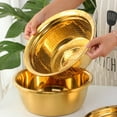 thumbnail image 3 of Multifunctional Stainless Steel Basin Sink Kitchen Colander Fine Mesh Basket Vegetable Washing Bowl Set  Gold, 3 of 5