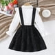 thumbnail image 4 of Odeerbi Niñas Ruffle Camisas de Algodón Con Estampado En Relieve Conjunto de Vestido de Tirantes Vestido de Dos Piezas Niños de Color Sólido A-Line Vestido de Manga Larga Flounce Top Set, 4 of 9
