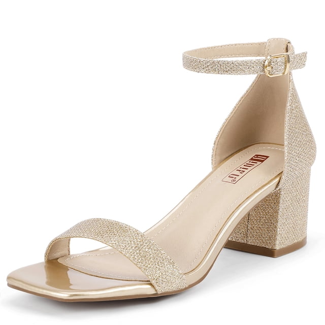 Sandalias IDIFU Gold Chunky Block con tacón bajo y punta abierta para mujer