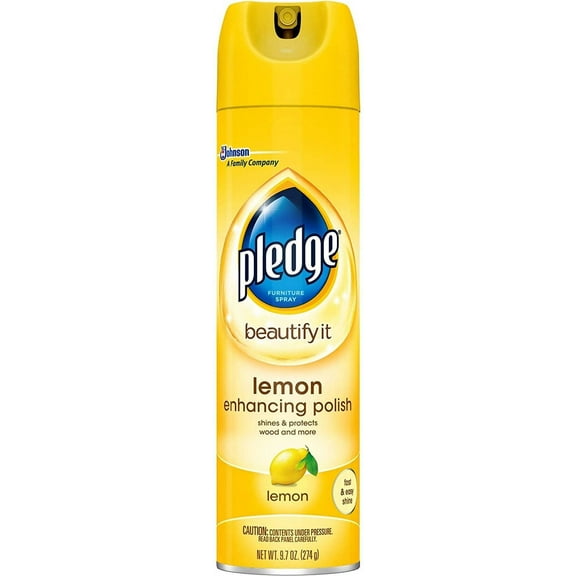 Pledge Multisurface Furniture Polish Spray, Works on Wood, Granite, and Leather, Shines and Protects, Lemon, 9.7 oz