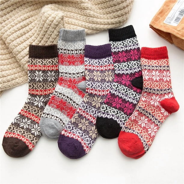 10 pares de calcetines de lana, calcetines térmicos para mujer, calcetines cálidos de invierno para mujer, calcetines de punto gruesos, calcetines de invierno para mujer, coloridos