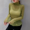 thumbnail image 2 of JANDEL Korean Mesh Sexy Top Slim Perspective Long Sleeve Turtleneck Shirt, Greem, One Size, 2 of 7