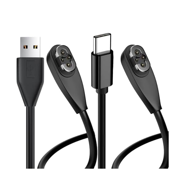 wonima11 2-Pack Compatible with Shokz OpenSwim Pro S710 Bone Sound Conducting Earphone Charging Cable Type-C to 4Pin Magnetic Charging Cable USB and USB C to Shokz S710 Cable 1 Each Black 3.3 ft