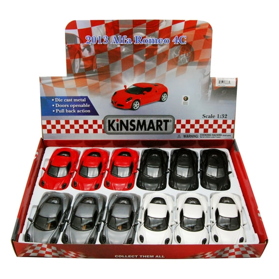 2013 Alfa Romeo 4C Diecast Car Package - Box of 12 1/32 scale Diecast Model Cars, Assorted Colors