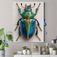 thumbnail image 4 of Iridescent Green Stag Beetle Watercolor Canvas Print, Gothic Steam Punk Bug Halloween Insect Wall Decor, 4 of 8