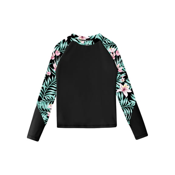 Haitryli Girls Rash Guard Swim Shirt UPF 50 Long Sleeve Outdoor Sports Top Black 10