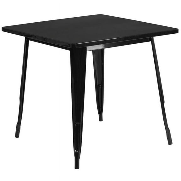 Bowery Hill 31.5" Square Metal Dining Table in Black