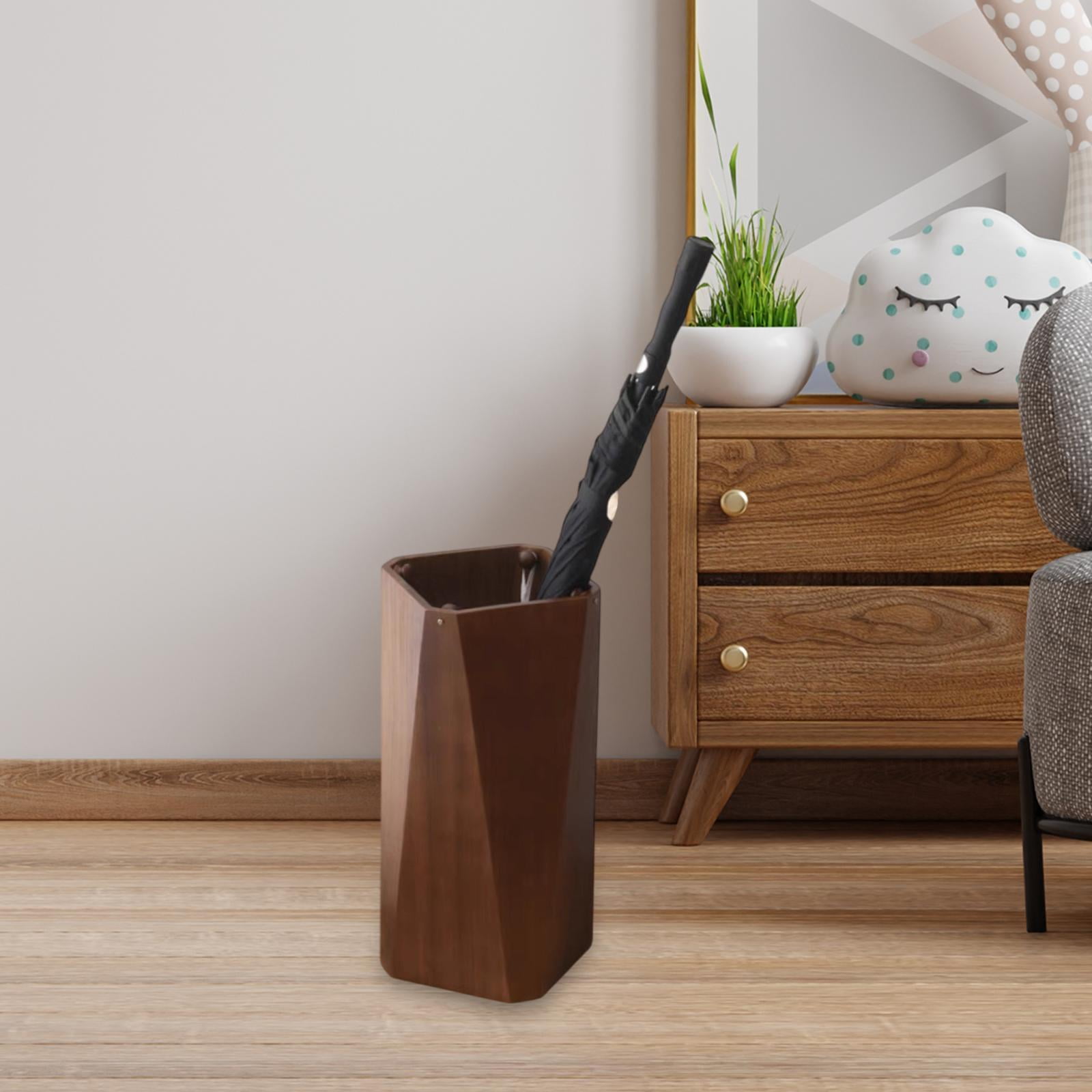oshhni Wooden Umbrella Holder Creative Organizer Bin for Hallway Supermarket Office Brown