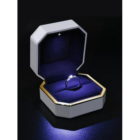TSV LED Lighted Ring Jewelry Display Box Case Holder for Proposal Wedding