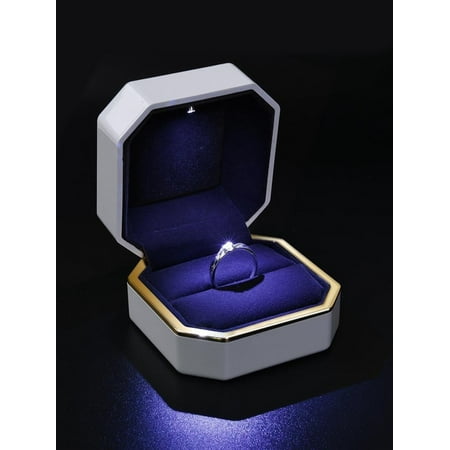 Gemstone Box Jewelry Displays - TSV LED Lighted Ring Jewelry Display Box Case Holder for Proposal Wedding Engagement