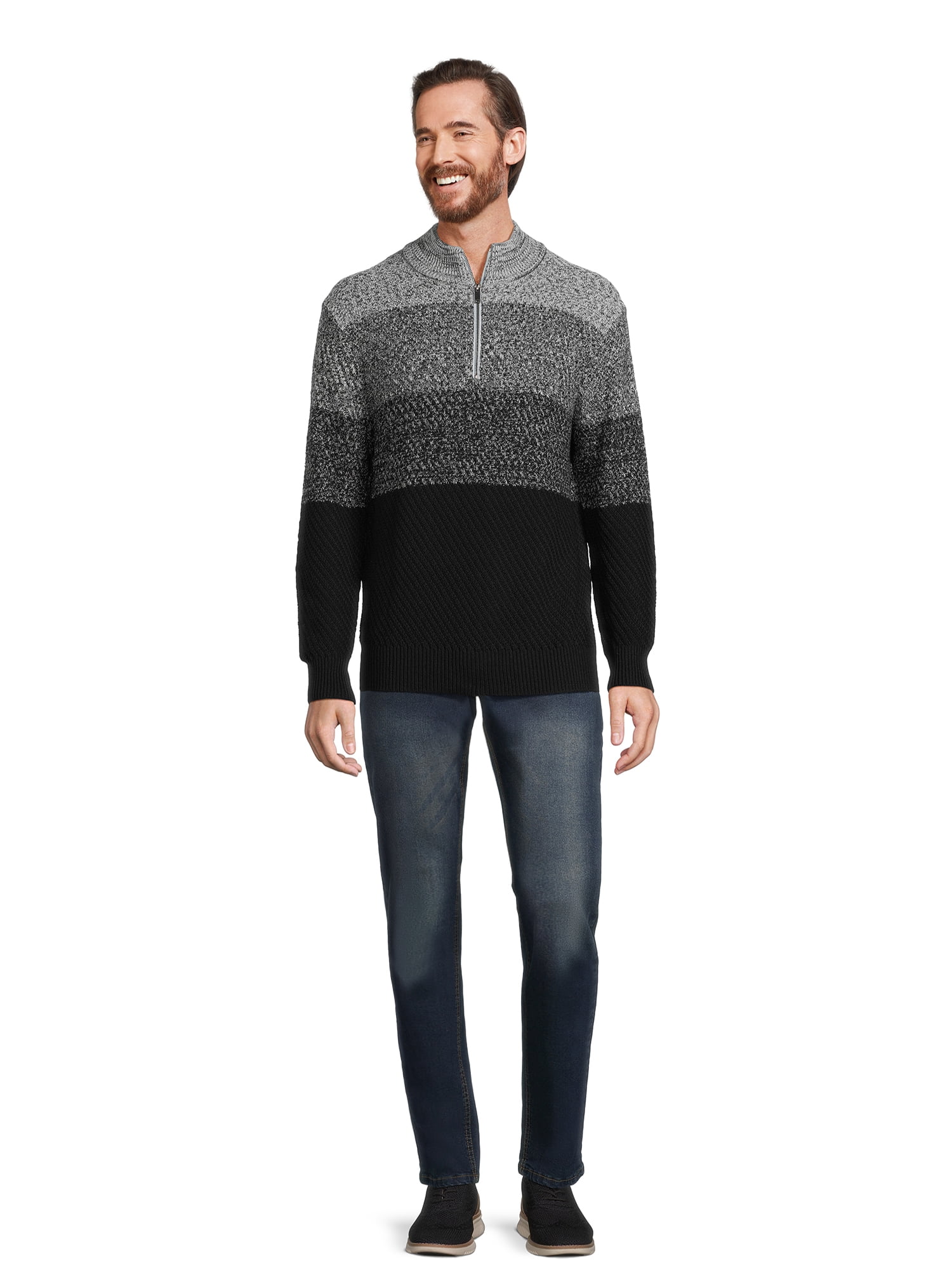 Tribekka 44 Men's Gradient Mock Neck Quarter Zip Sweater with Long Sleeves, Sizes S-2XL